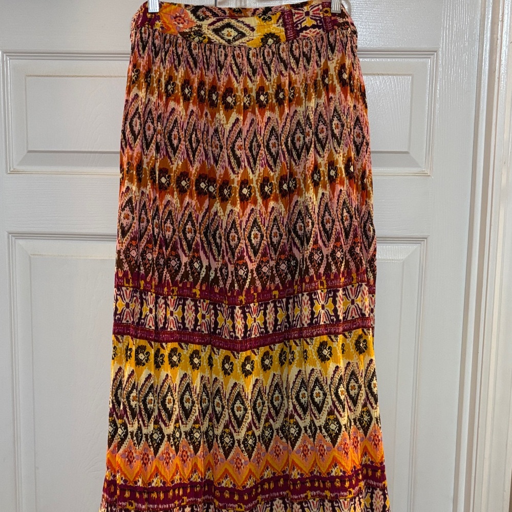 Bohemian Maxi Skirt in Red and Yellow